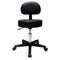 Pneumatic mobile stool, with back, 18" - 22" H, black upholstery