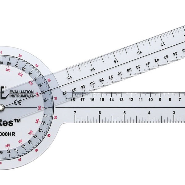 Baseline Plastic Goniometer - HiRes 360 Degree Head - 12 inch Arms