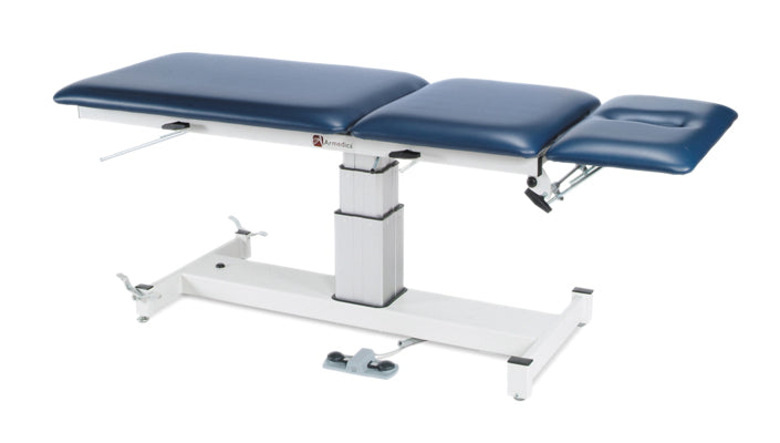 treatment table - electric pedestal hi-low, 76" L x 27" W x 24" - 36" H, 3-section