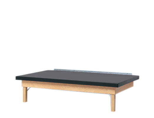wooden platform table - wall mounted, folding, upholstered, 7' x 4' x 21"
