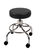 Mechanical mobile stool, no back, 18" - 24" H, black upholstery